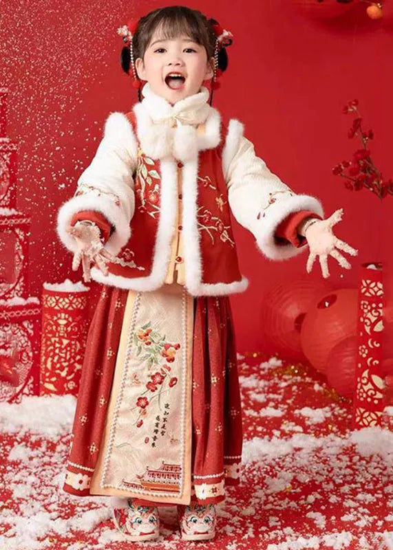 Turtleneck Warm Fleece Coats Fur Collar and Maxi Skirts Two Pieces Set Winter