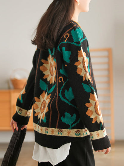 Knitted O Neck Long Sleeve Sweater