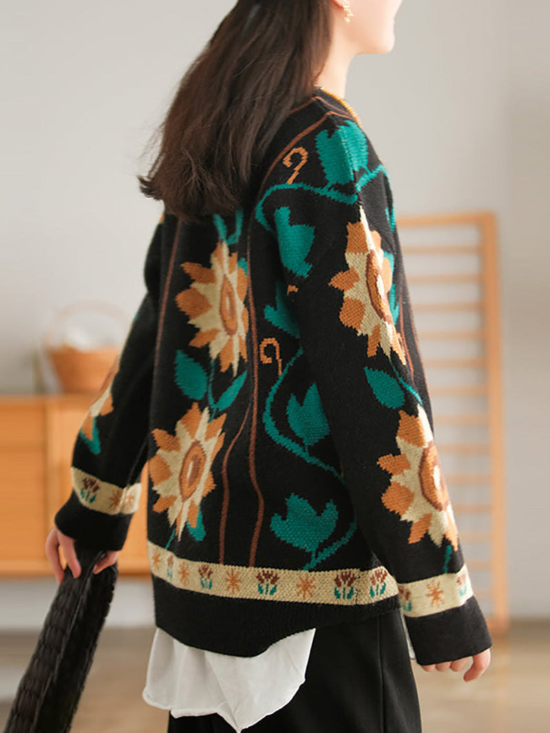 Knitted O Neck Long Sleeve Sweater