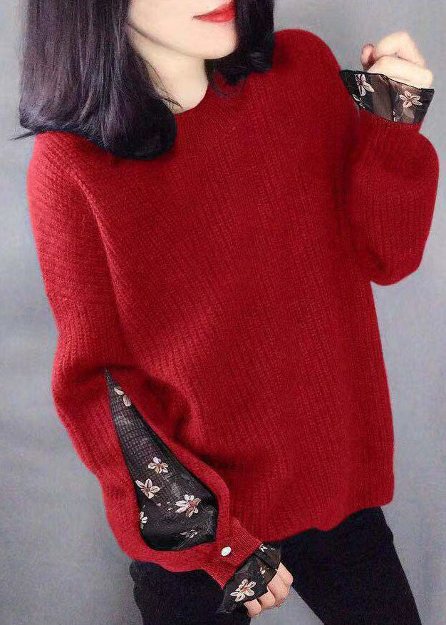 Classy Blue Tulle Knit Sweater Tops Winter