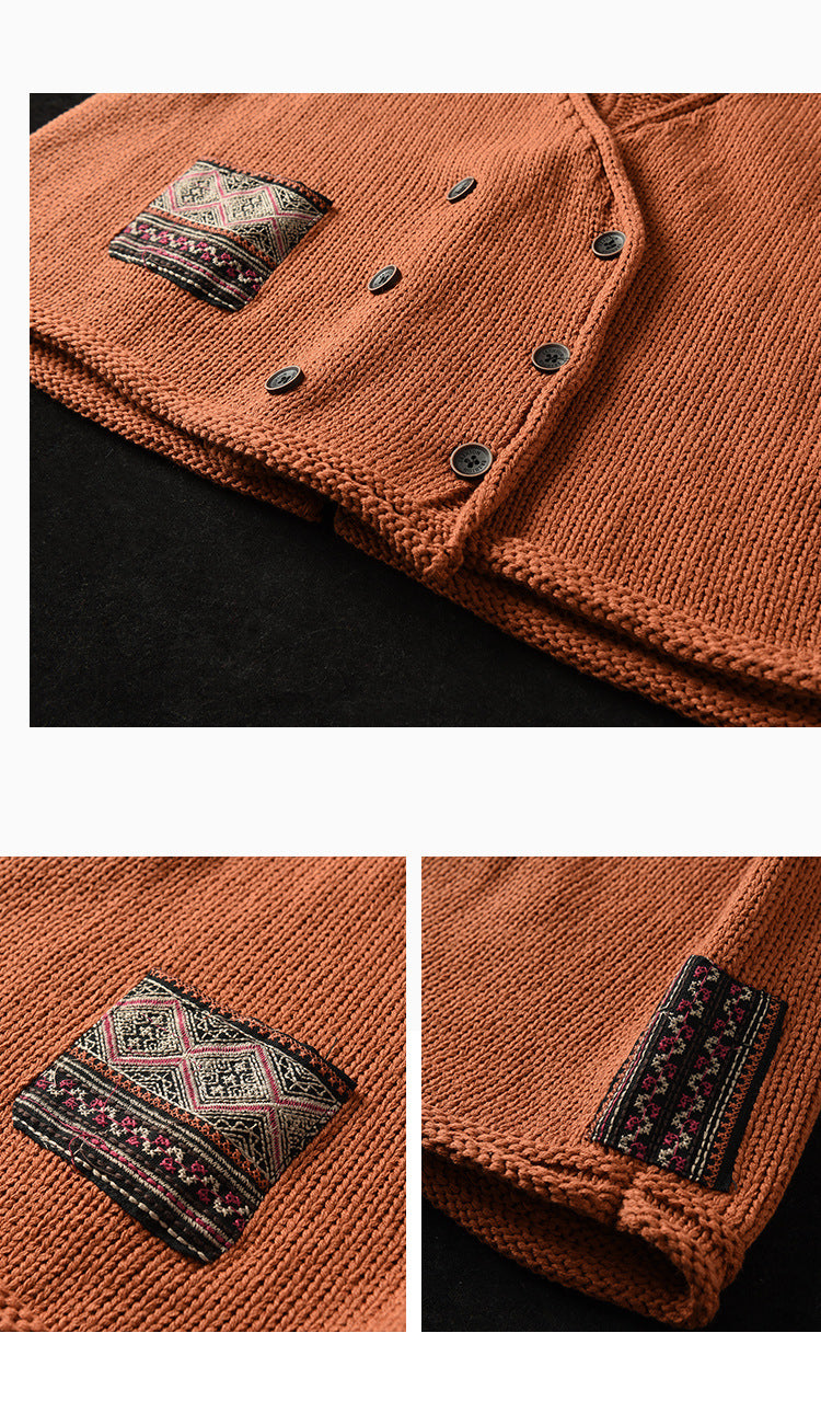 Knit Loose Double-breasted Patch Vest