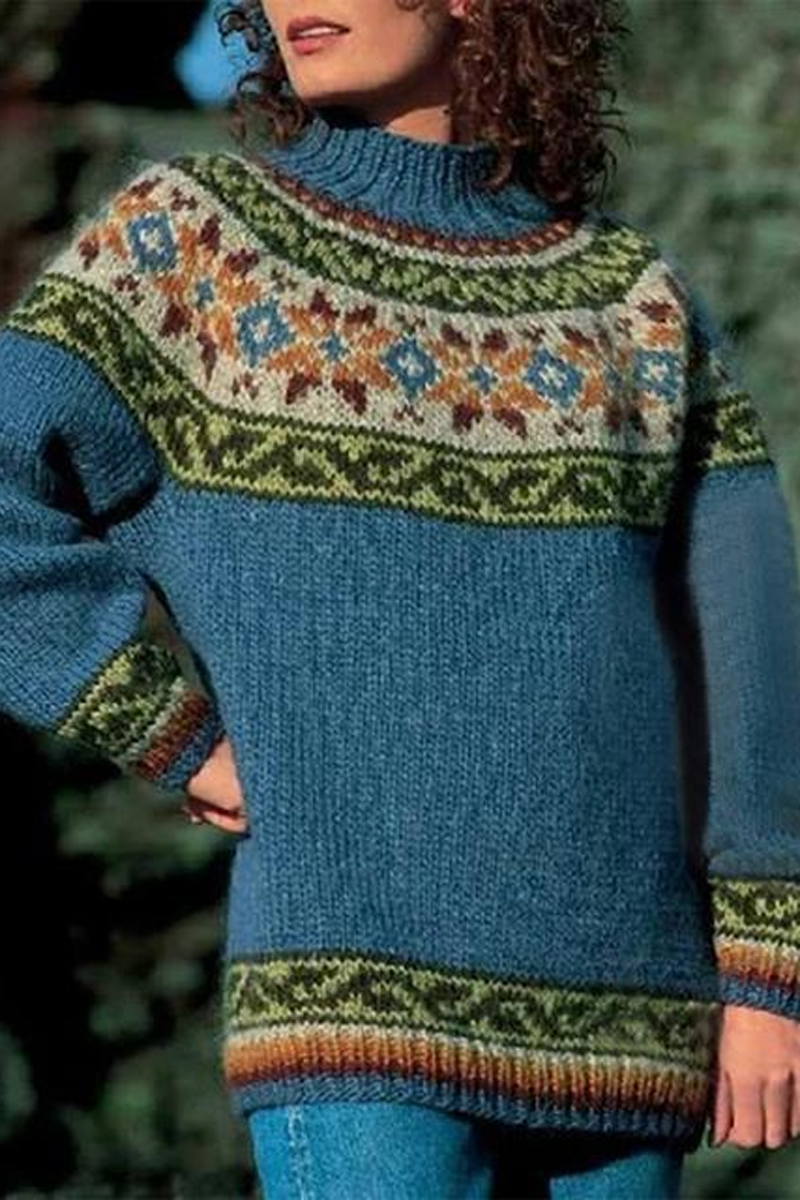 Long Sleeve Jacquard Sweater