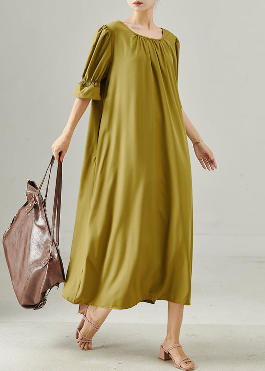 Yellow Cotton Long Dresses Oversized Summer