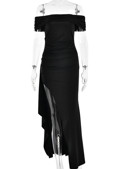 Classy Black Cold Shoulder Vacation Long Vestidos Sleeveless