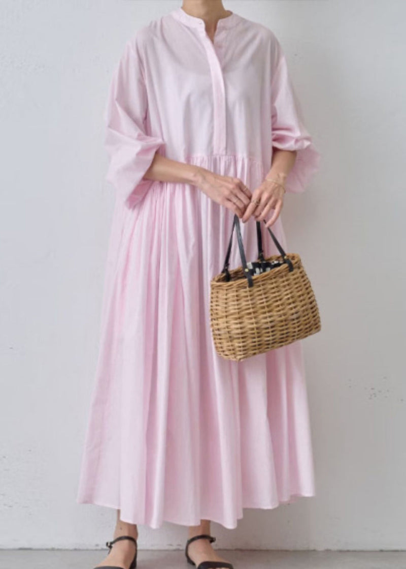 Classy Grey Wrinkled Cotton Shirts Dress Spring