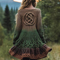 Women's Celtic Knotted Totem Contrast Color Sweater Dress artswardrobe