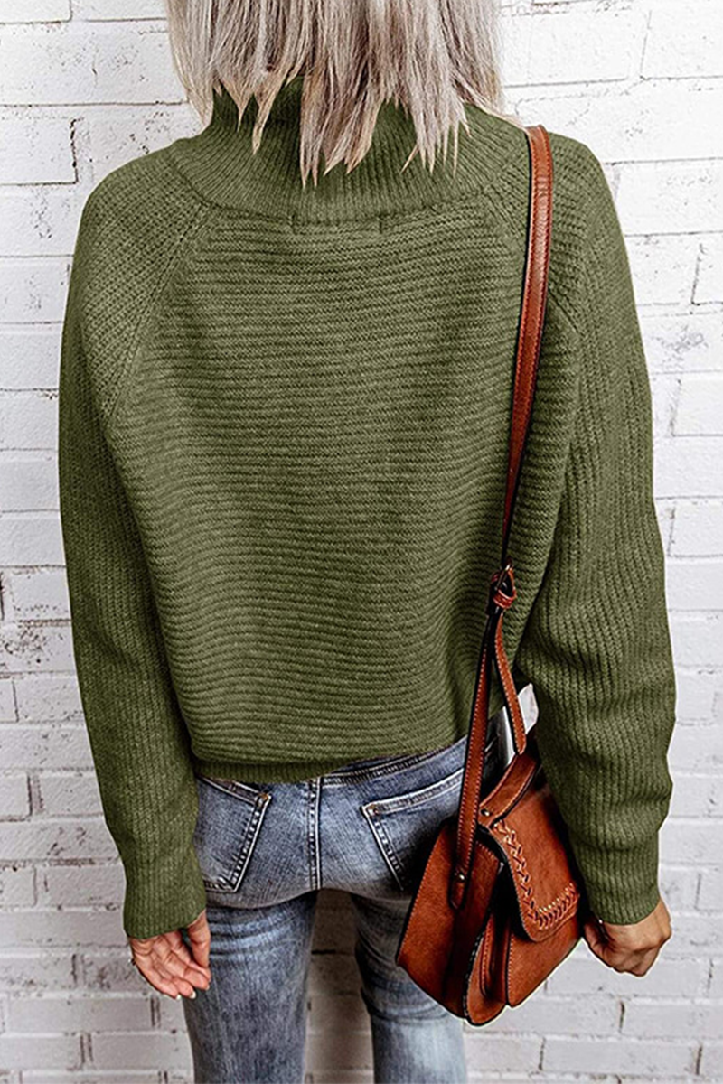 Zipper O Neck Tops Sweater(4 Colors)