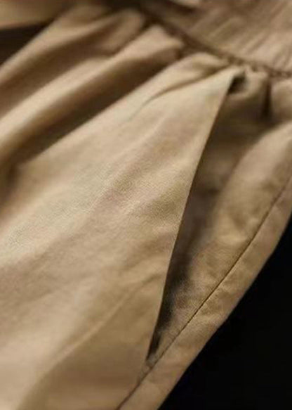 Versatile Green Elastic Waist Pleated Shorts Skirt Summer