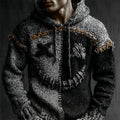 Men's Halloween Spooky Face Contrast Stitched Cozy Knit Hooded Sweater artswardrobe