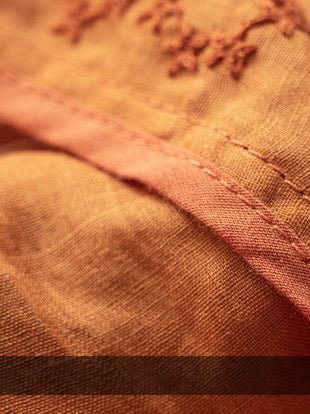 Embroidered V Neck 3/4 Sleeve Linen Top