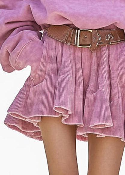 New Pink Hooded Sweatshirt and Skirts Cotton Two Pieces Set Spring