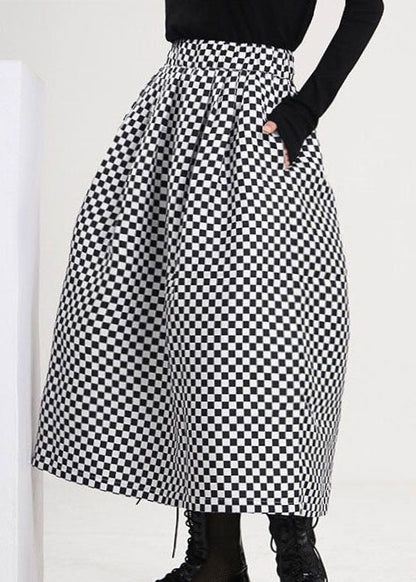 Colorblock Plaid Print Loose a Line Skirts Spring