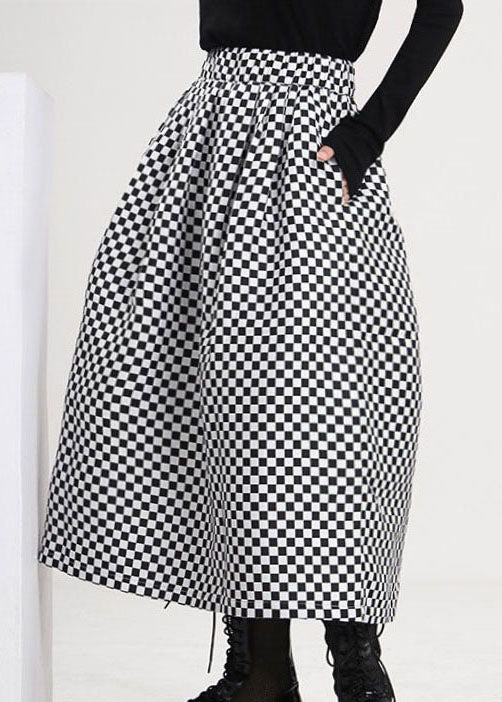 Colorblock Plaid Print Loose a Line Skirts Spring