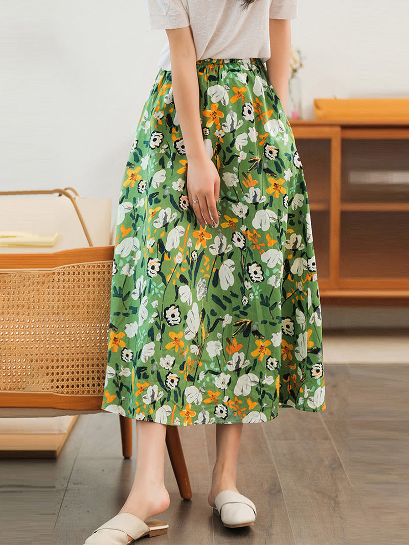 Elastic Waist Cotton Skirt