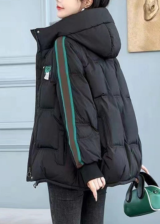 Green Zip Up Pockets Fine Cotton Filled Hooded Jackets Winter