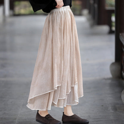 Cotton Linen Cozy Patchwork Skirt