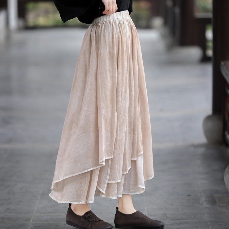 Cotton Linen Cozy Patchwork Skirt