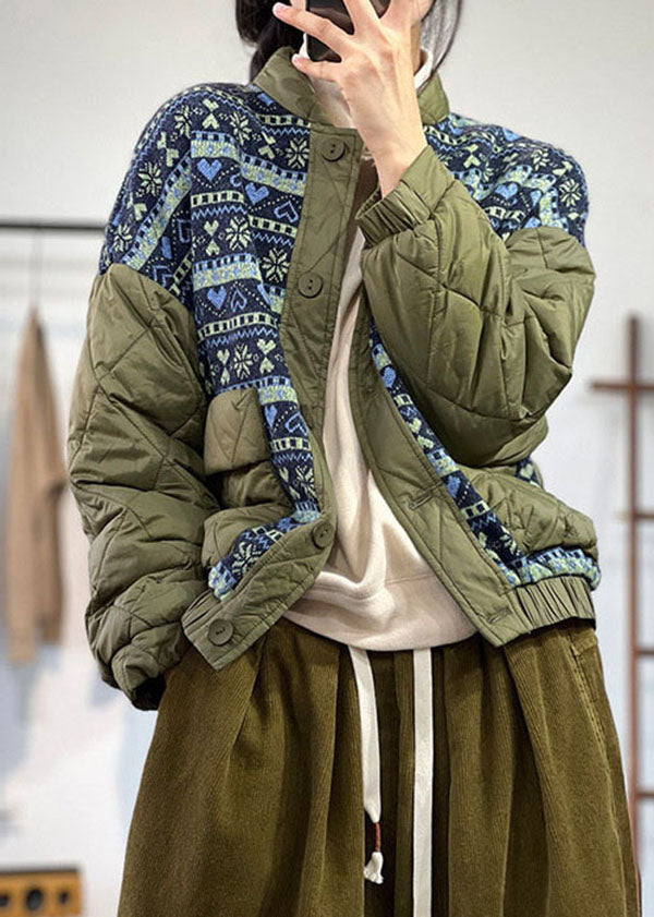Black Oversized Patchwork Print Fine Cotton Filled Coat Winter