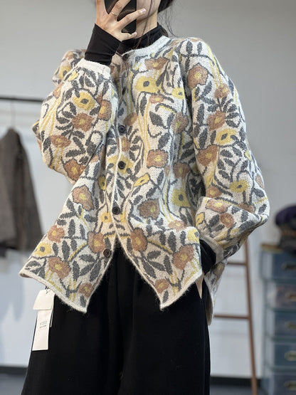 Style Jacquard Knitted Literary Plush Sweater