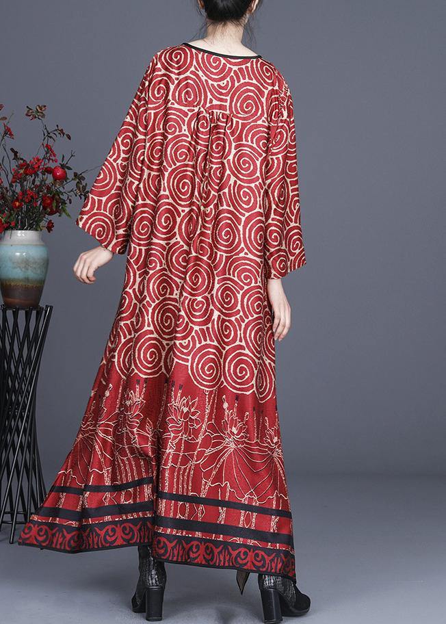 Diy Red Print Oriental Asymmetrical Design Dresses Summer