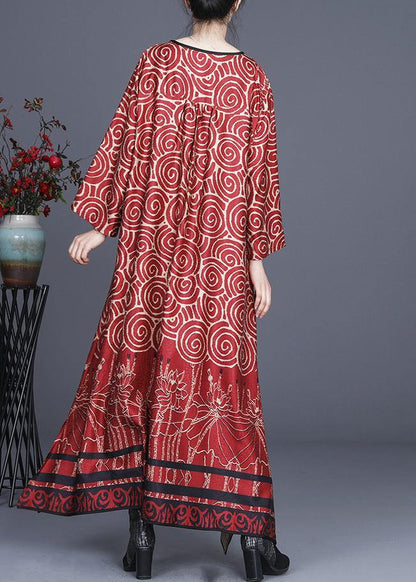 Diy Red Print Oriental Asymmetrical Design Dresses Summer