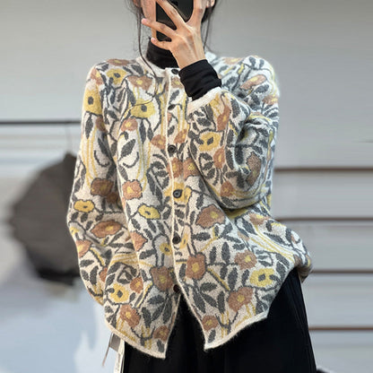 Style Jacquard Knitted Literary Plush Sweater