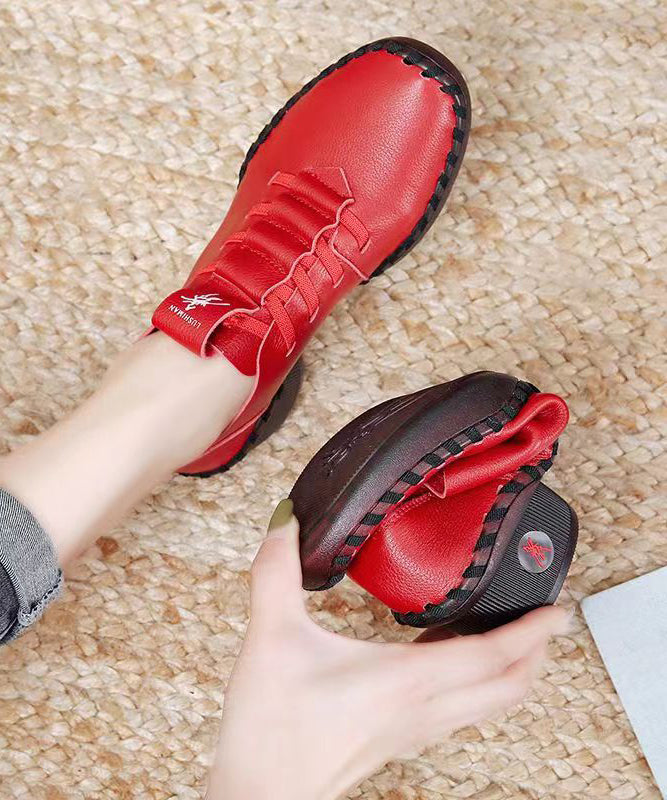 Soft Splicing Chunky Red Cowhide Leather Dance Shoes