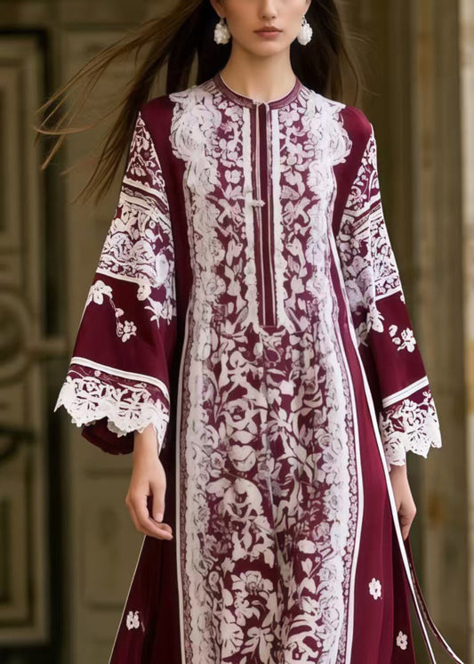Diy Mulberry Tie Waist Print Cotton a Line Dresses Spring