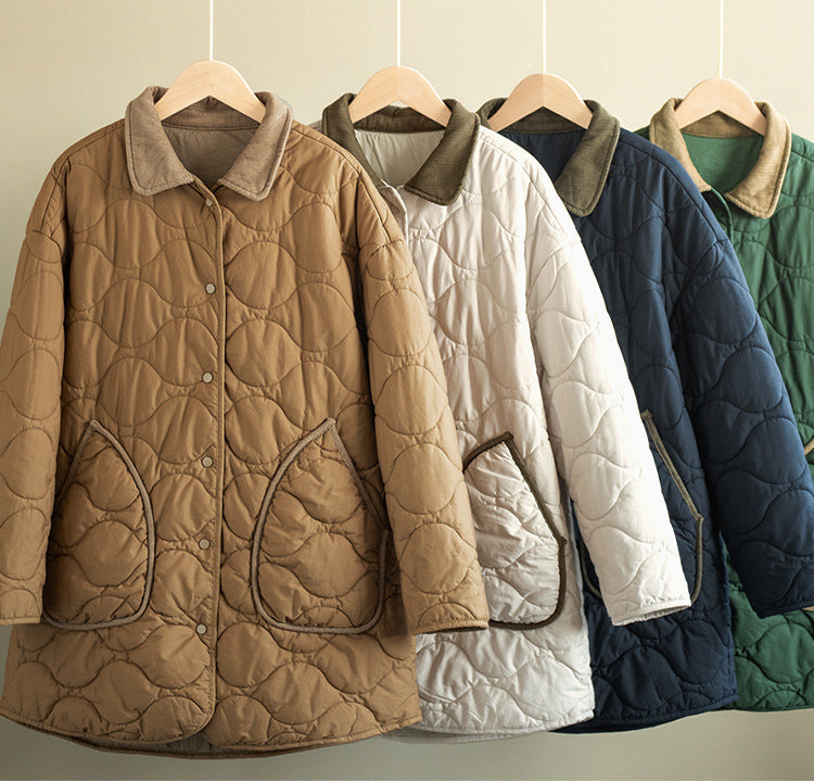 Retro Cotton Thickened Mid-length Quilted Jacket