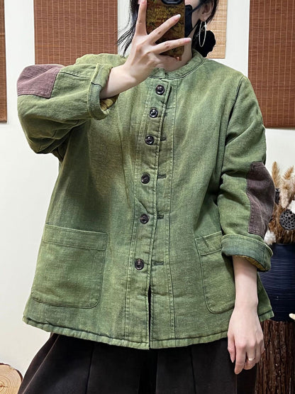 Patchwork Single Breasted Thick Coat