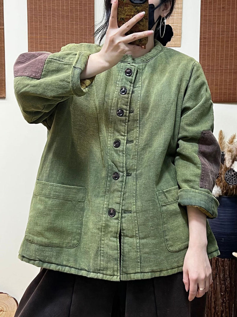 Patchwork Single Breasted Thick Coat