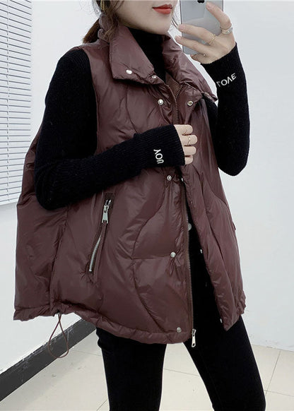 Diy Chocolate Thin Zipper Pocket Winter Down Cotton Vest