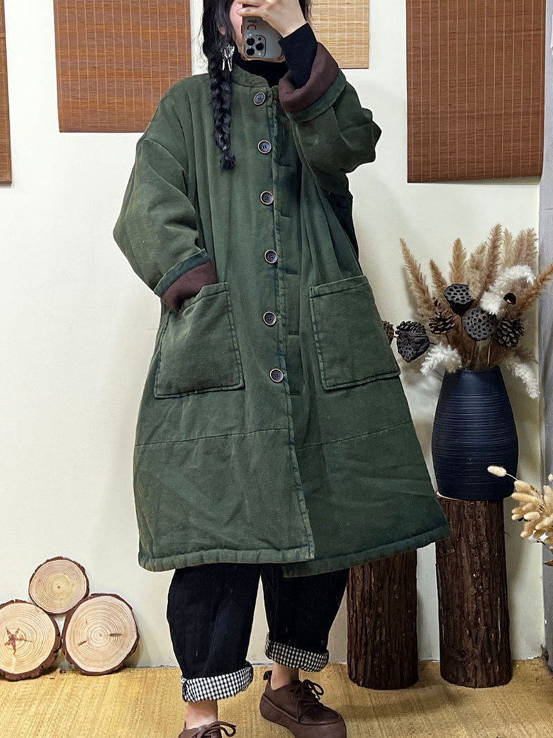 Winter Thickened Stand Collar Long Padded Coat