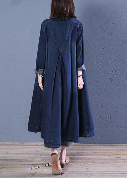 Boutique Blue Peter Pan Collar Patchwork Denim Trench Coats