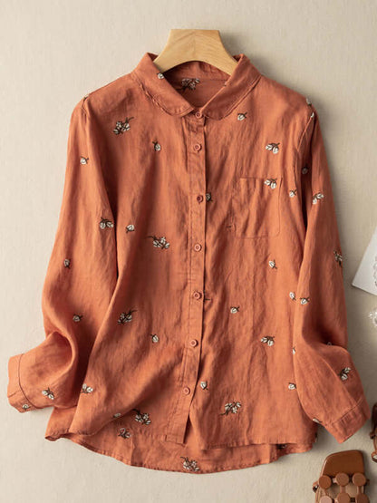 100% Linen Print Shirt With Pocket
