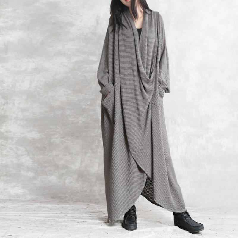 Bat Sleeve V-neck Irregular Long Dress