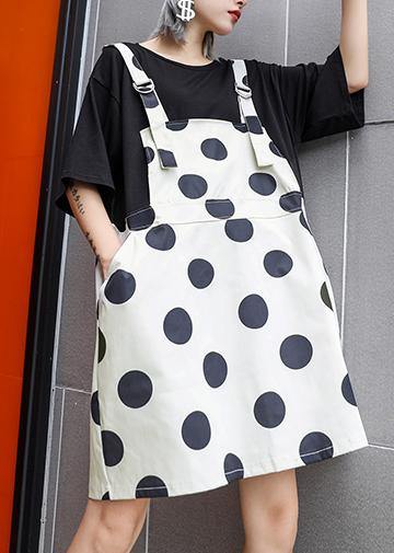 Large Size Two-piece Wave Skirt Dress New Summer Short-sleeved T-shirt Female High Waist Strap Dress