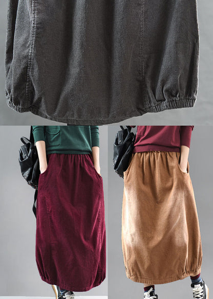 Mulberry Corduroy a Line Skirts Pockets Spring