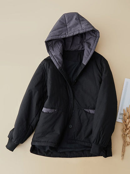 100% Natural Fabric Winter Warm Fleece Lined Pure Color Coat in One-size