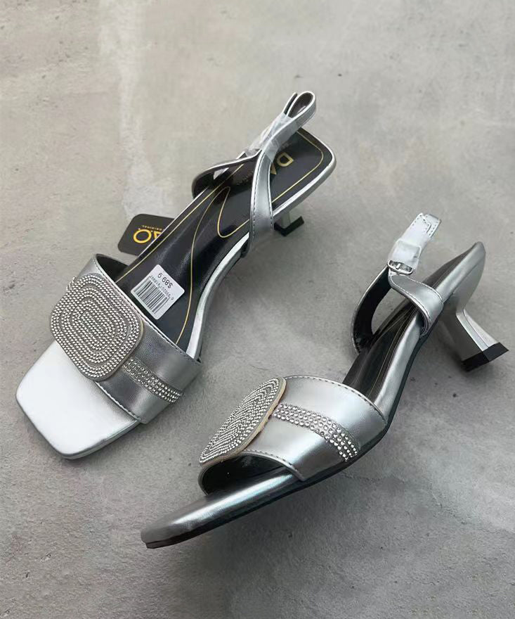European and American Rose Zircon Open Toe High Heels Sandals