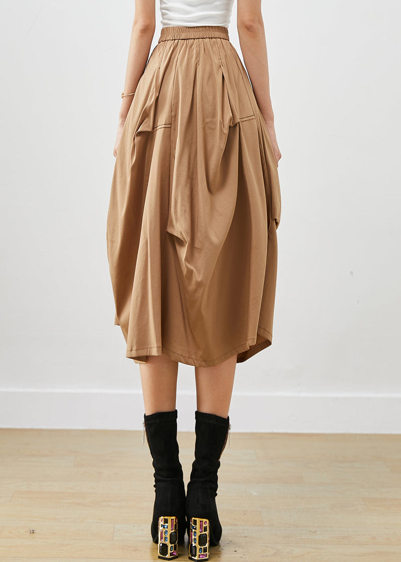 Diy Khaki Asymmetrical Oversized Cotton Skirt Fall