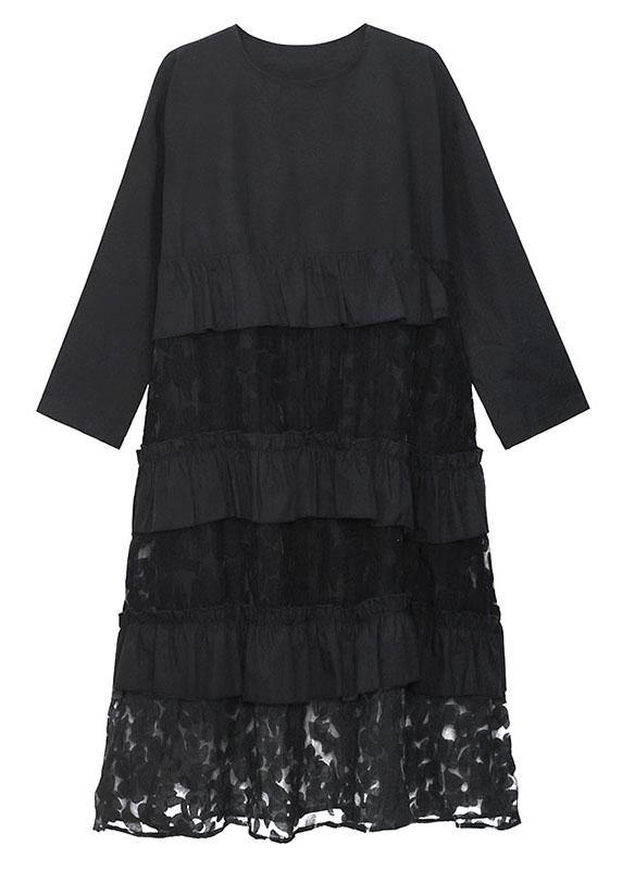 Black Ruffles Fall Lace Dresses