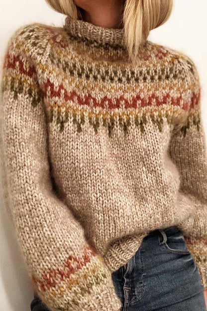 Half Turtleneck Loose Print Sweater
