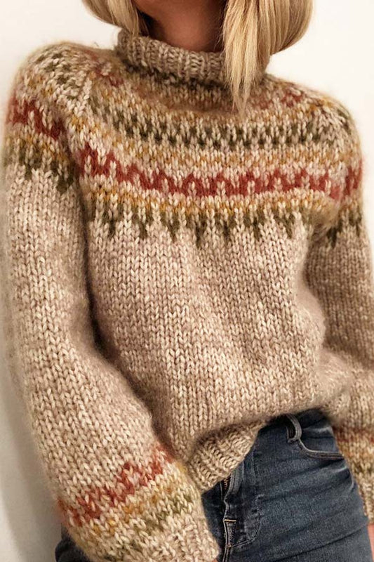 Half Turtleneck Loose Print Sweater