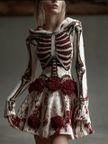 Halloween Blood Rose Women's Knit Hooded Sweater Dress artswardrobe