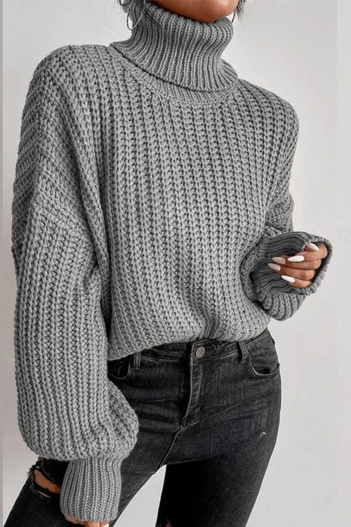 Leave It All Behind Cropped Turtleneck Sweater