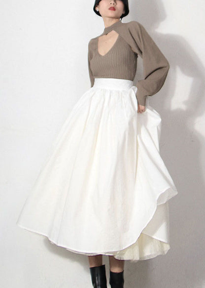 White Zip Up Lace Patchwork Beach Skirts Spring