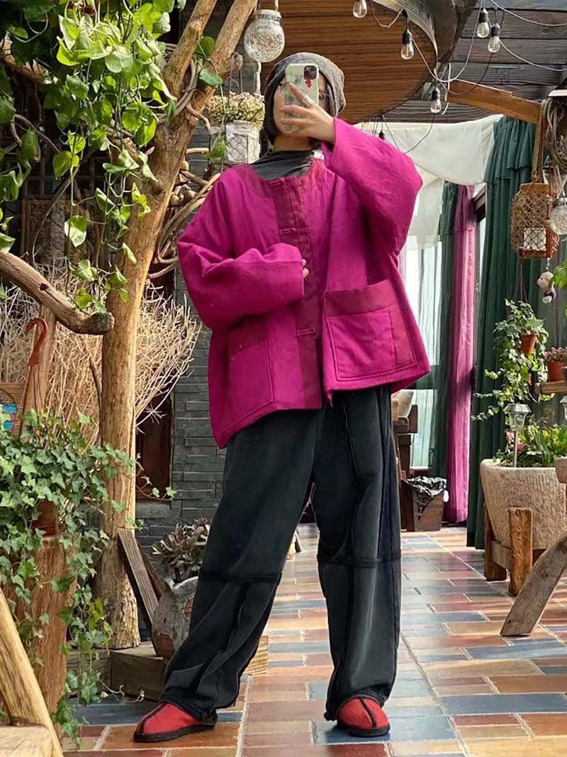 100%linen Button Short Coat