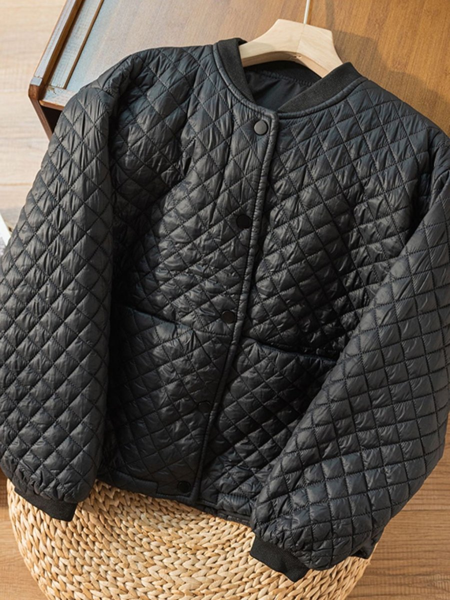 Loose Diamond Plaid Color 100% Natural Fabric Coat