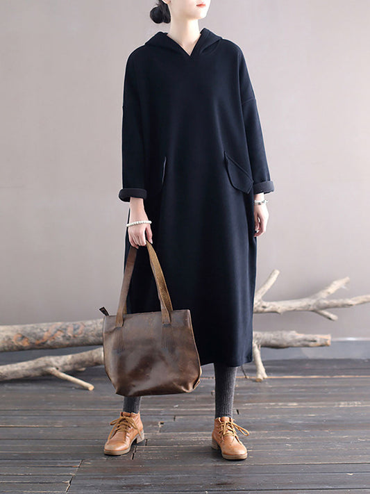Winter Casaul Loose Thick Hooded Dress